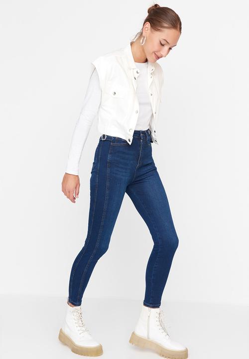 Trendyol - High waist buckle skinny jeans - navy