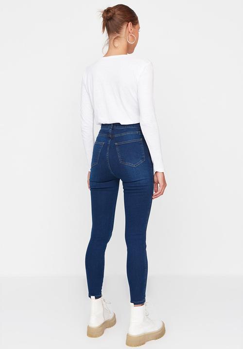Trendyol - High waist buckle skinny jeans - navy