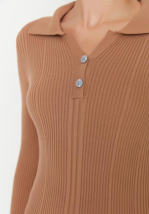 Trendyol - Polo sweater dress - camel