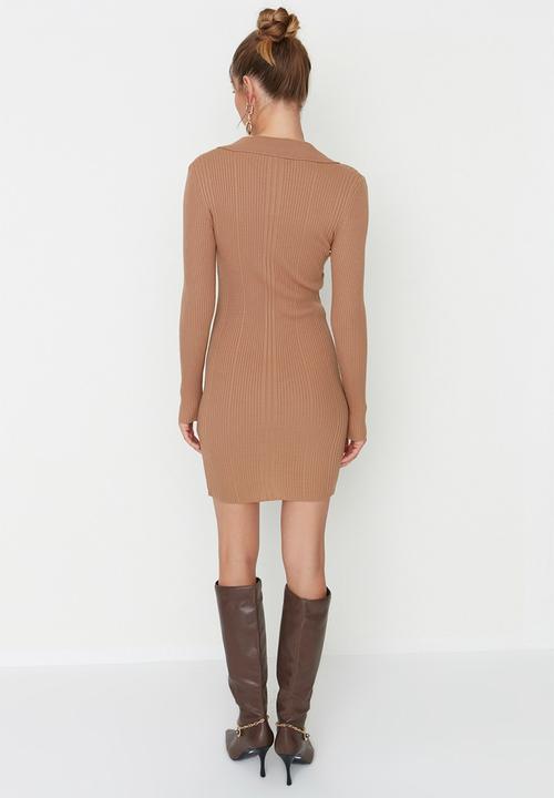 Trendyol - Polo sweater dress - camel