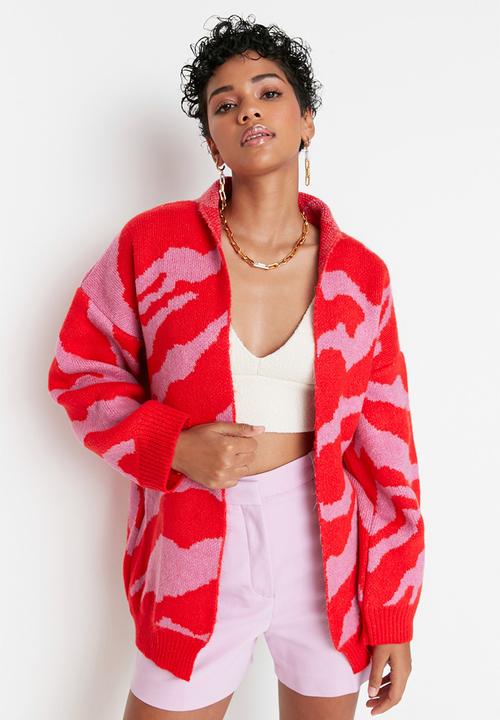 Trendyol - Jacquard knit cardigan - red