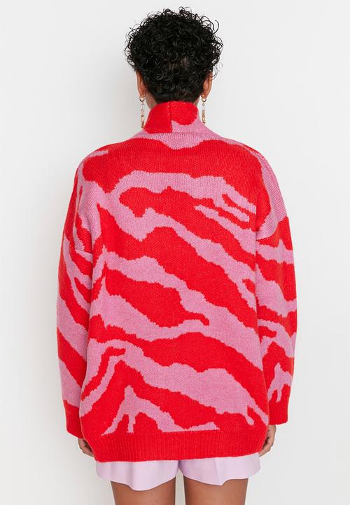 Trendyol - Jacquard knit cardigan - red