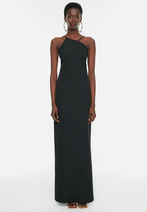 Trendyol - Asymmetrical high neck maxi dress - black