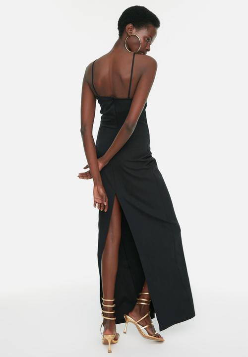 Trendyol - Asymmetrical high neck maxi dress - black