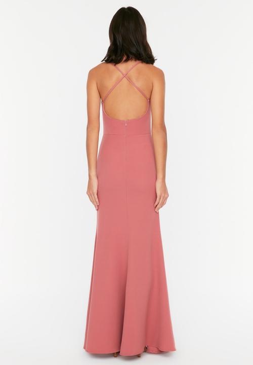 Trendyol - Cross back maxi dress - rose