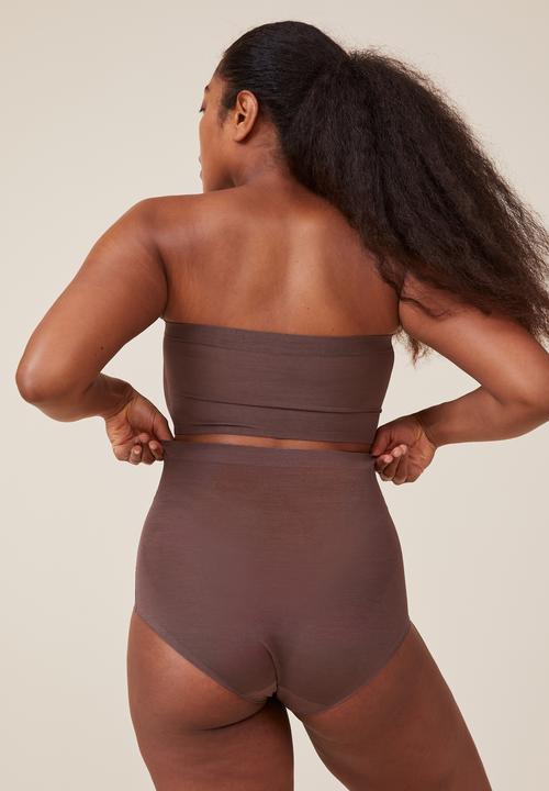 Cotton On - Power mesh shapewear high waisted bikini - espresso