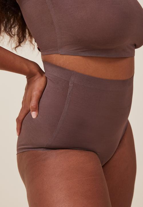 Cotton On - Power mesh shapewear high waisted bikini - espresso