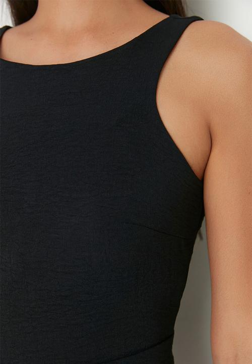 Trendyol - High neck front slit jumpsuit - black
