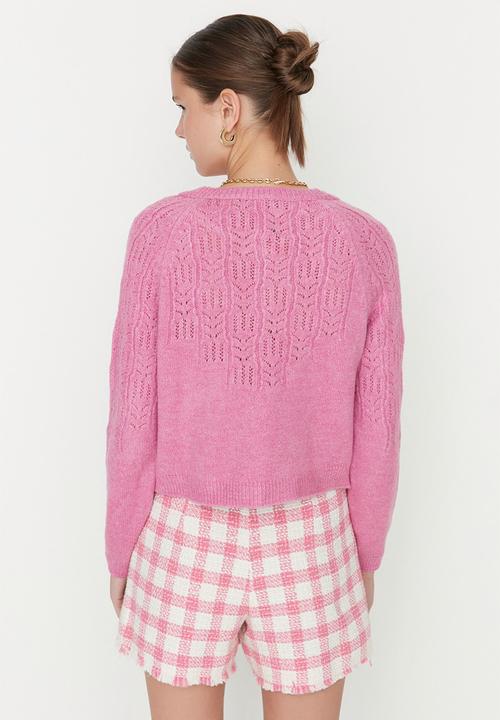 Trendyol - Buttoned knit cardigan - pink