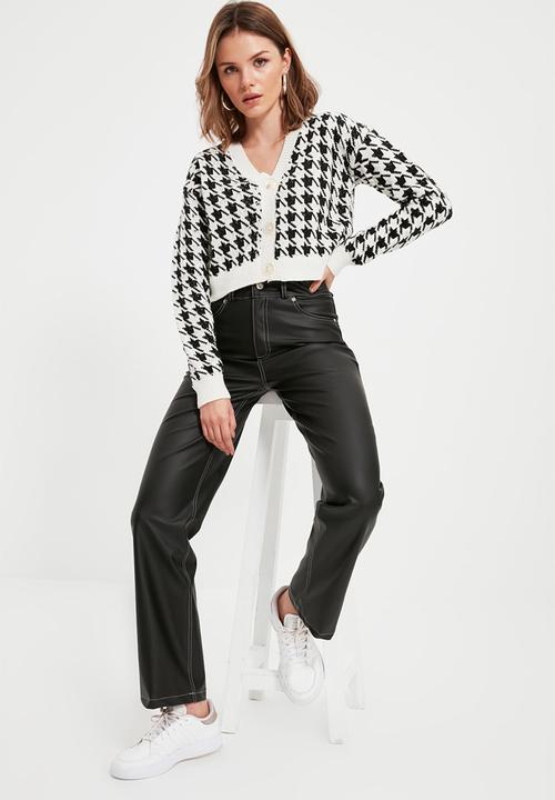 Trendyol - Faux leather trousers - black