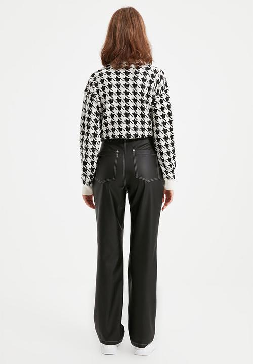 Trendyol - Faux leather trousers - black