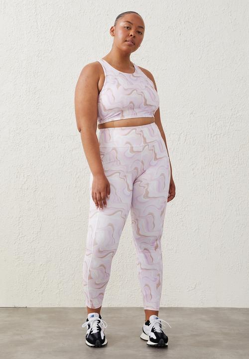 Cotton On - Curve active smoothing explorer tight - painterly marble digital orchid
