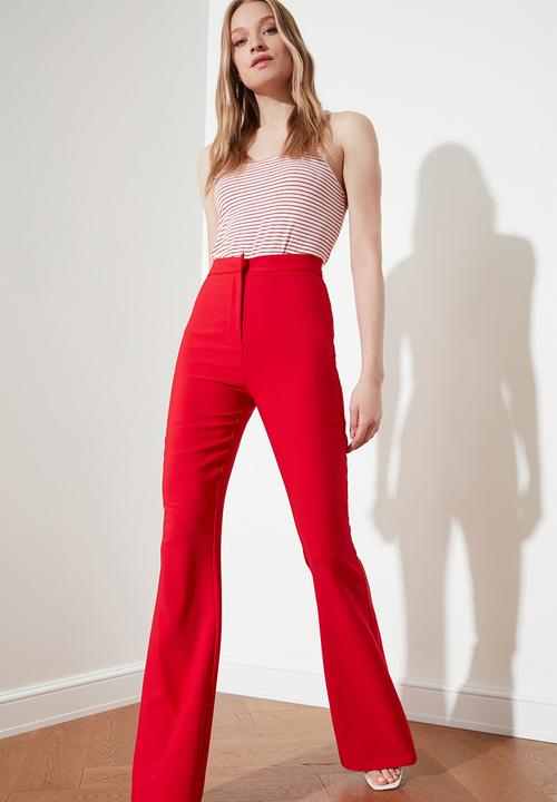 Trendyol - High waist flared trousers - red