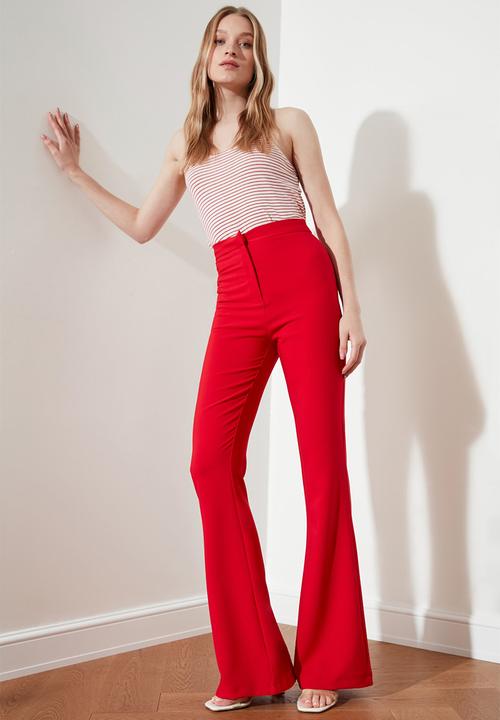 Trendyol - High waist flared trousers - red