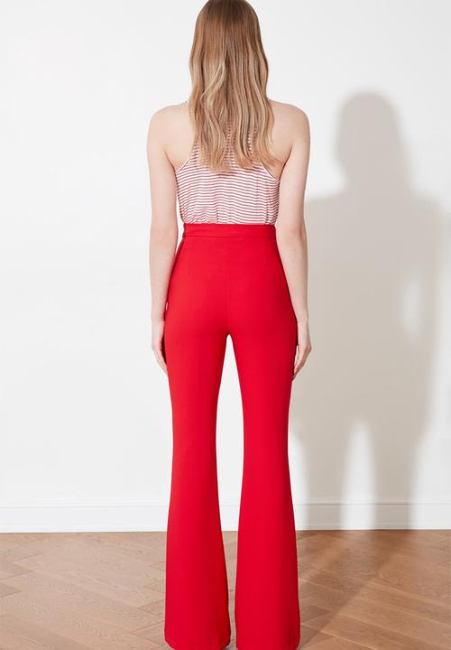 Trendyol - High waist flared trousers - red