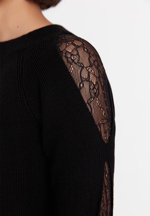 Trendyol - Shoulder detail knit sweater - black