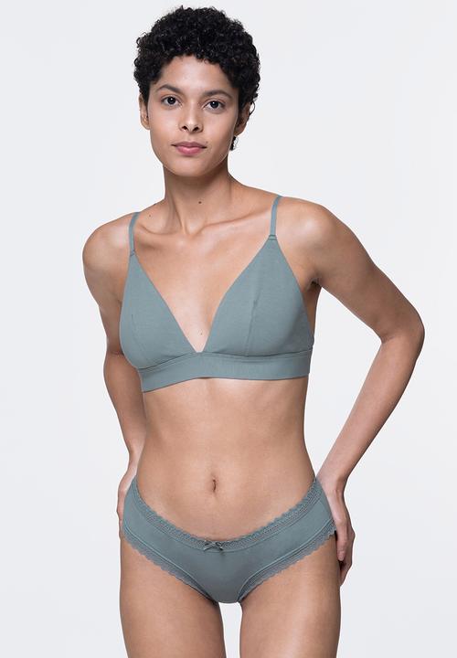 DORINA - Lila-2-Pack non padded bralette - green & ivory
