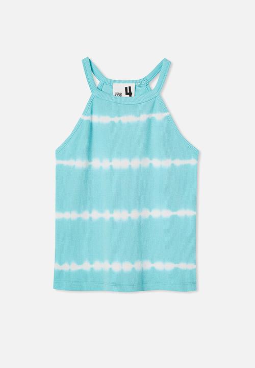 Cotton On - Leah rib tank - heaven blue/linear tie dye