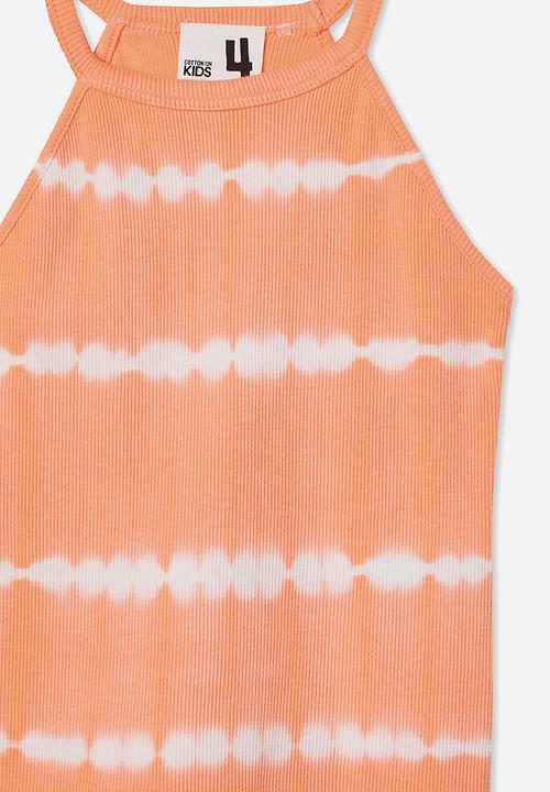 Cotton On - Leah rib tank - fizzy melon/linear tie dye