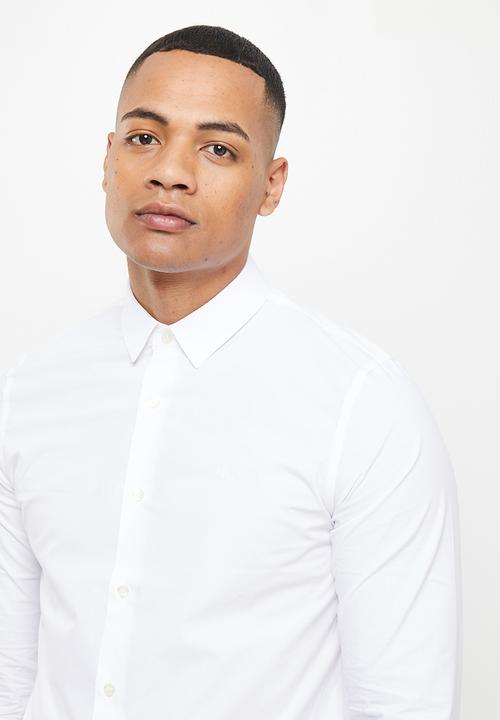Calvin Klein - Ck chest logo slim stretch shirt - bright White