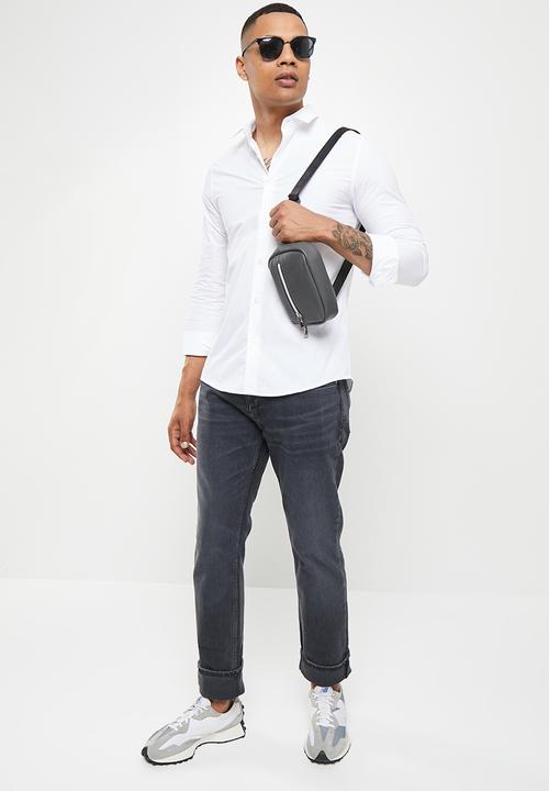Calvin Klein - Ck chest logo slim stretch shirt - bright White