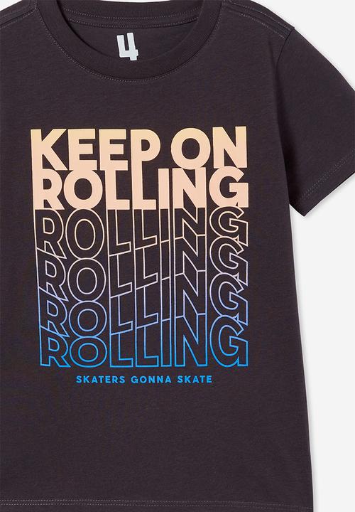 Cotton On - Max skater short sleeve tee - phantom/keep on rolling