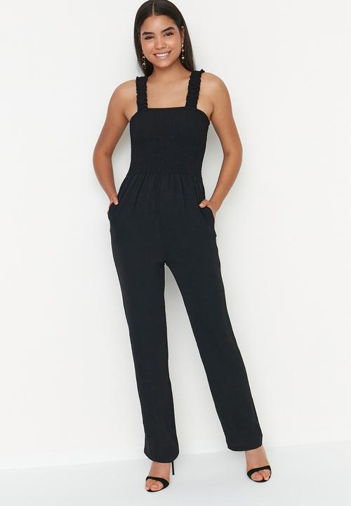 Trendyol - Square neck long jumpsuit - black