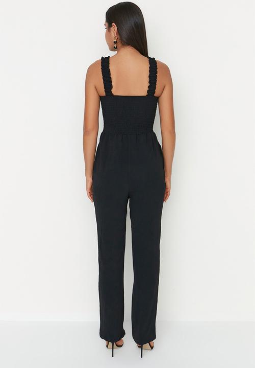 Trendyol - Square neck long jumpsuit - black