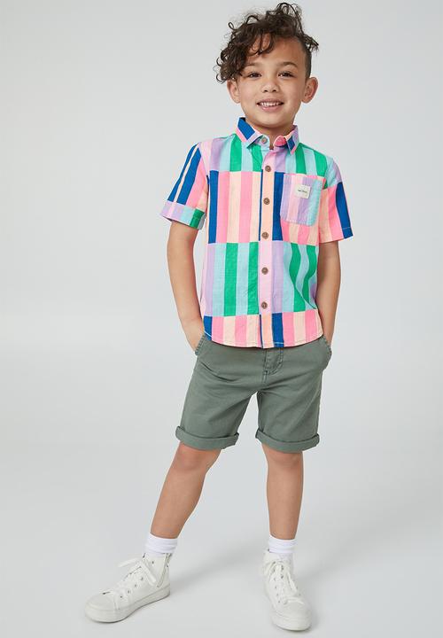 Cotton On - Resort short sleeve shirt - block stripe
