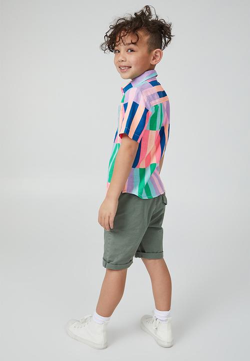 Cotton On - Resort short sleeve shirt - block stripe
