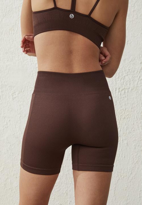 Cotton On - Seamless rib bike short - cedar brown