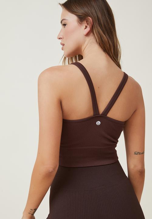 Cotton On - Seamless v back tank - cedar brown