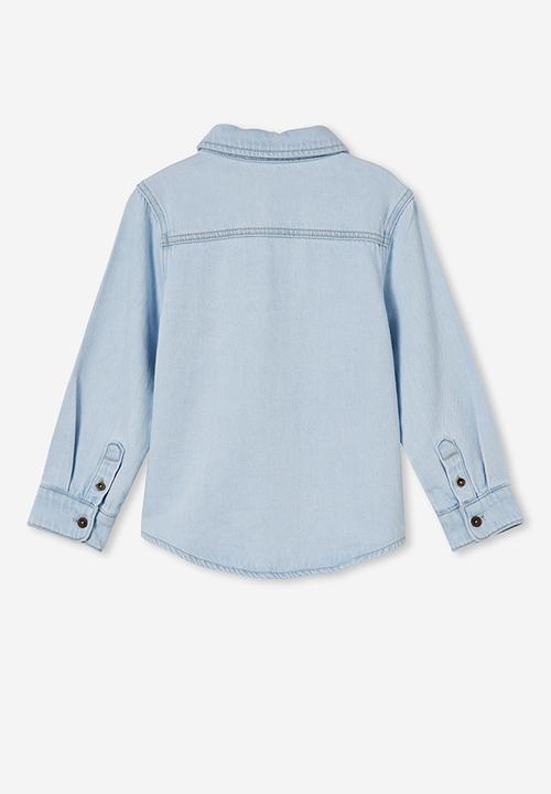 Cotton On - Rugged long sleeve shirt - bells light blue