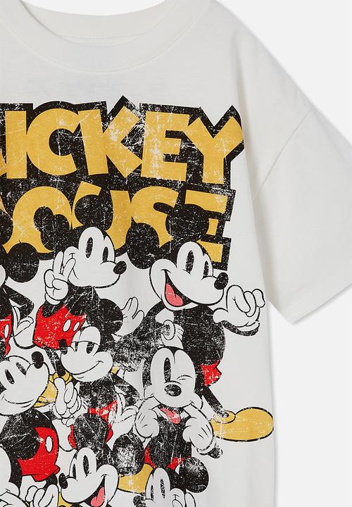 Cotton On - License drop shoulder short sleeve tee - lcn dis vanilla/mickey mouse