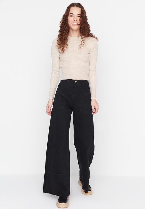Trendyol - Wide leg jeans - black