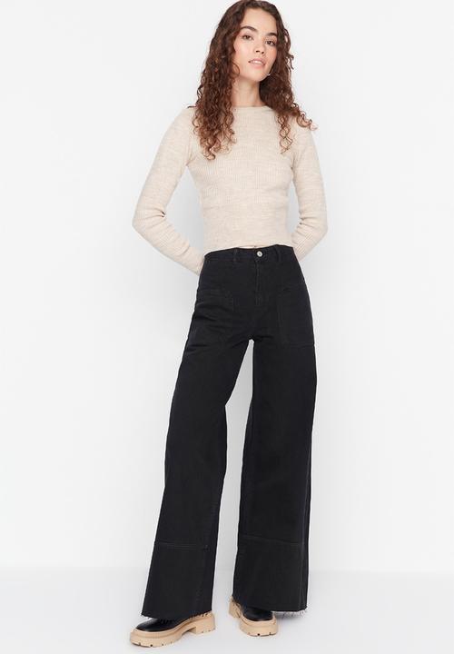 Trendyol - Wide leg jeans - black