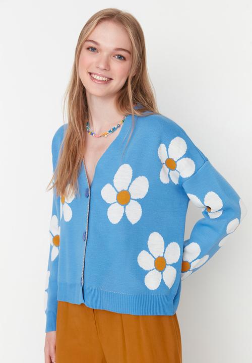 Trendyol - Floral pattern cardigan - blue