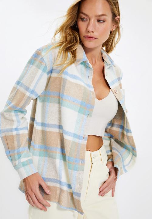 Trendyol - Check relaxed shacket - blue