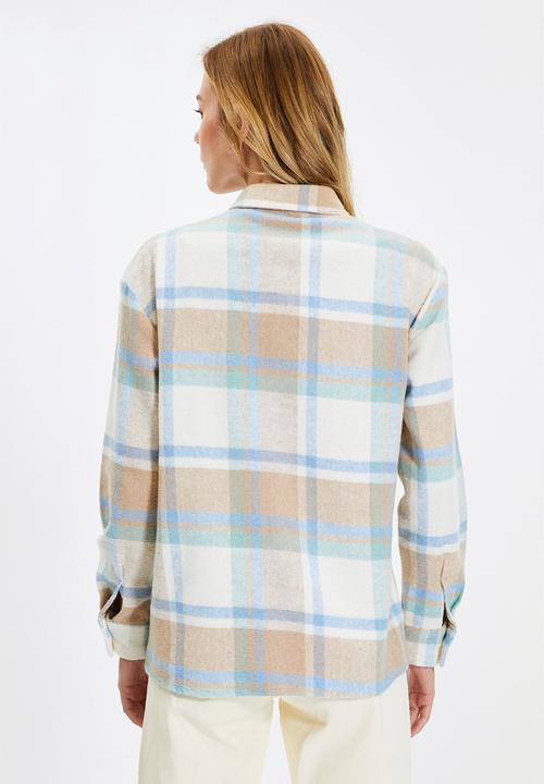 Trendyol - Check relaxed shacket - blue