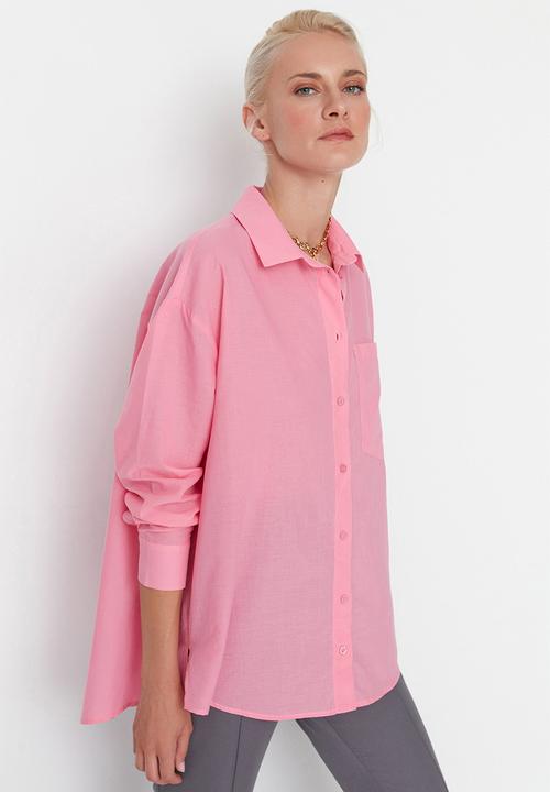 Trendyol - Oversized cotton shirt - pink