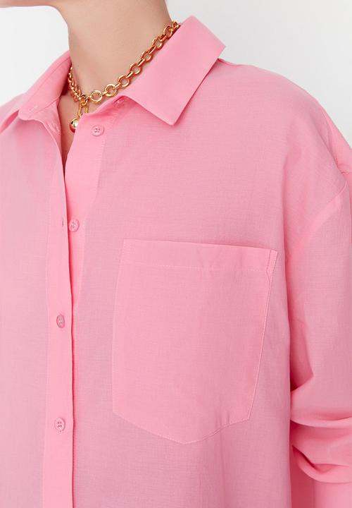 Trendyol - Oversized cotton shirt - pink