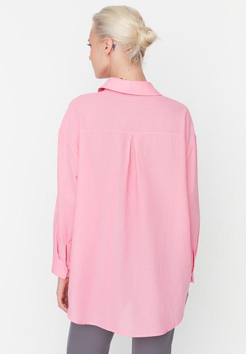 Trendyol - Oversized cotton shirt - pink