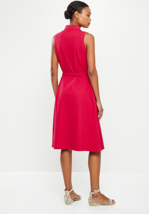 POLO - Bianca sleeveless long line golfer dress - red