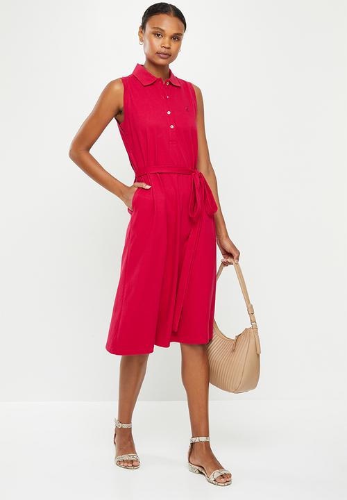 POLO - Bianca sleeveless long line golfer dress - red