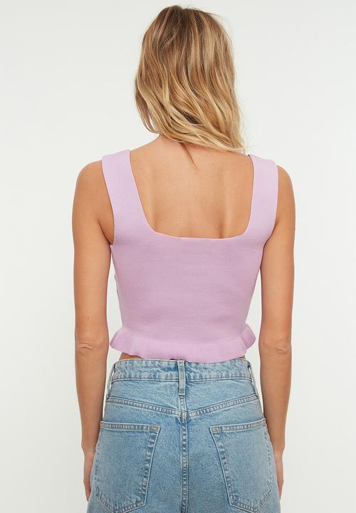 Trendyol - Lila crop knit top - lilac