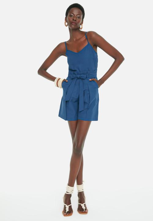 Trendyol - Belt detail playsuit - navy