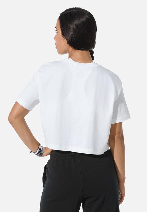 Nike - W nike sports wear tee essential crop icon ftr - white & black