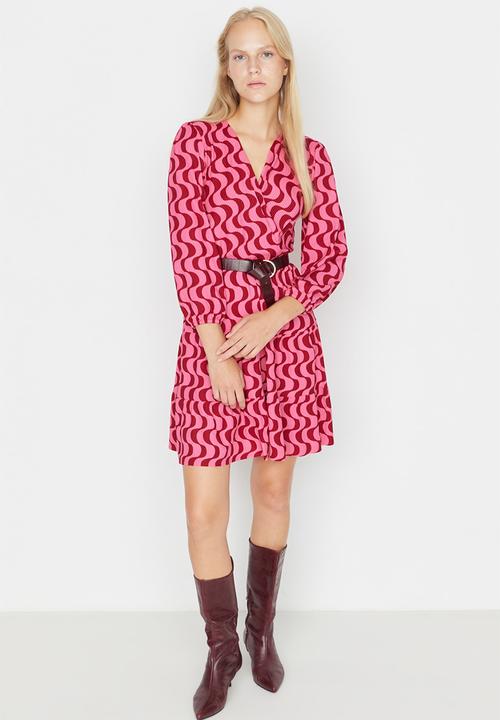 Trendyol - Print wrap dress - plum