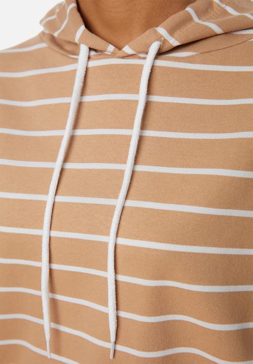 Trendyol - Striped basic hooded thin sweater - camel