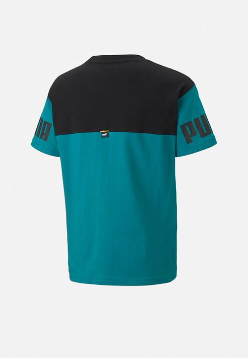 PUMA - Puma power colorblock tee b - deep aqua